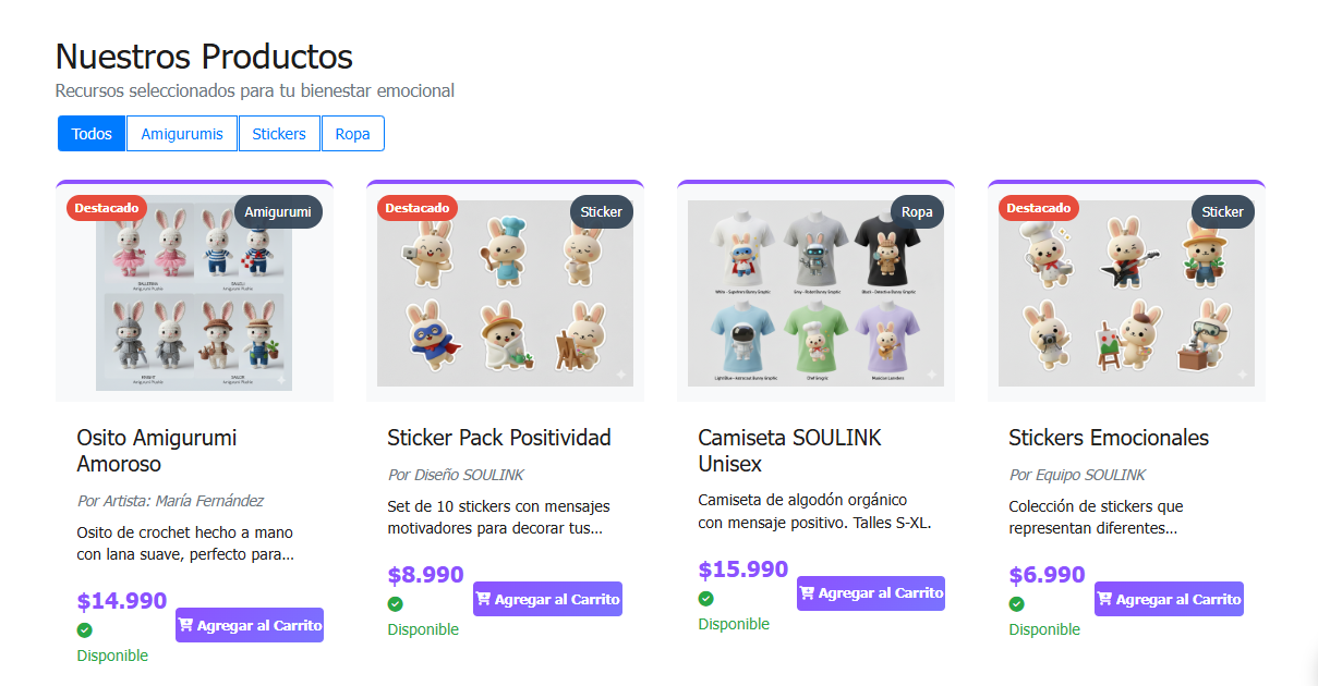 Tienda e-commerce de SOULINK